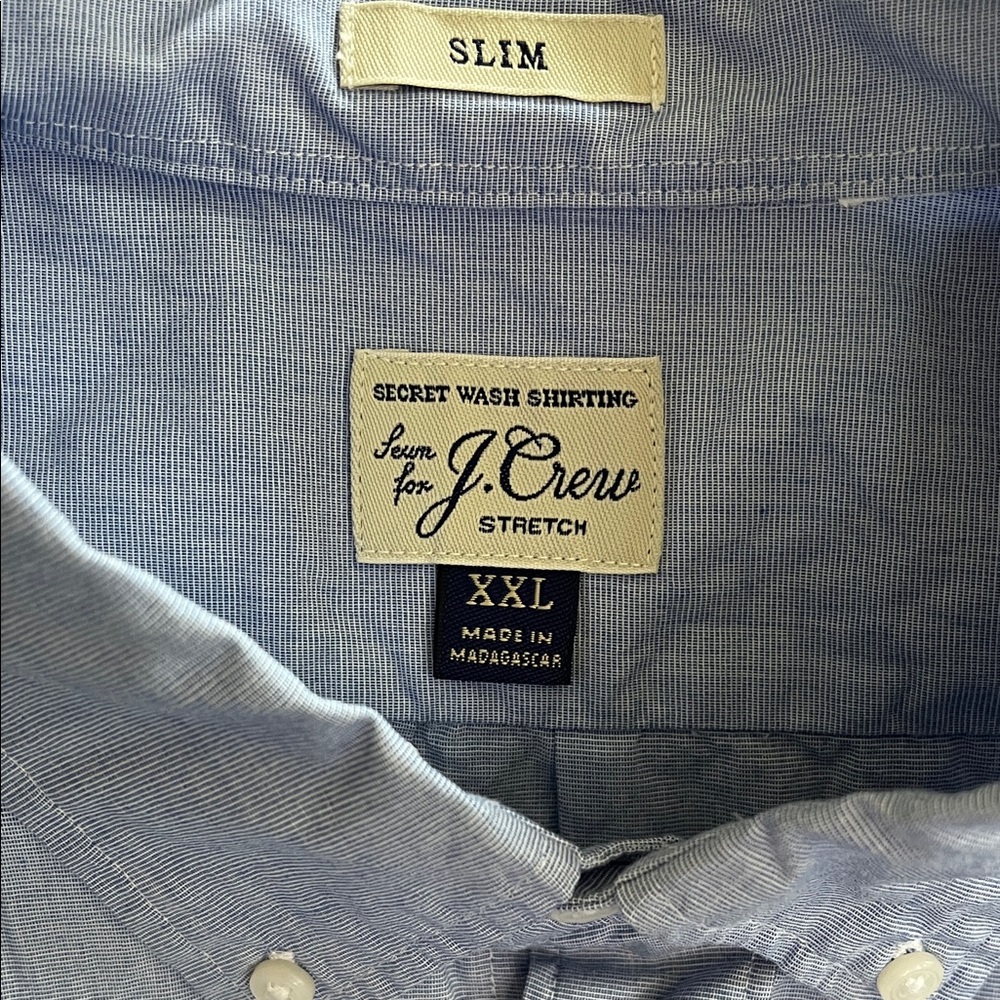J. Crew Sky Blue Casual Button-Down Shirt XXL slim fit stretch - Picture 7 of 8